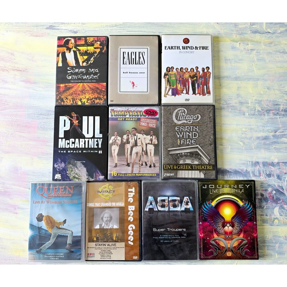 Classic Rock Concert DVD Lot 10 Eagles Queen Journey ABBA McCartney EWF Chicago